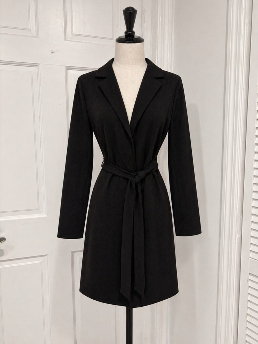 Zara Black Long Sleeve Belted Sweater Dress